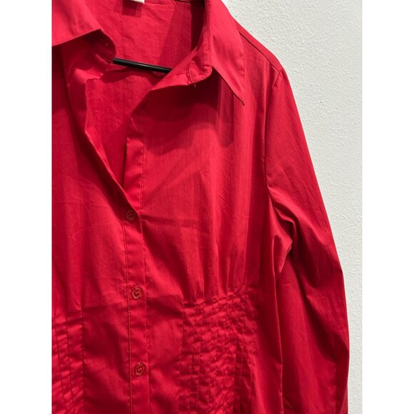 Kenneth Cole Womens Red Long Sleeve Button-Up Shirt Sz XL - Picture 4 of 8